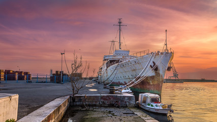 Rijeka, Croatia. 04.02.2018 Ex Yugoslav president Tito's ship Galeb. Old ship anchored in the Port...