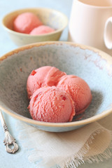 Fruit sorbet, Strawberry ice cream balls