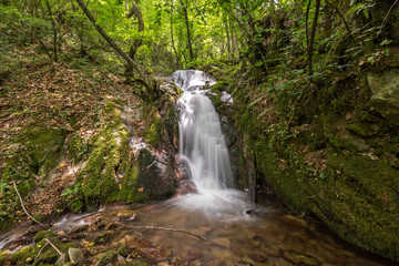 Fototapeta premium Landscape with Second Gabrovo waterfall in Belasica Mountain, Novo Selo, Republic of Macedonia