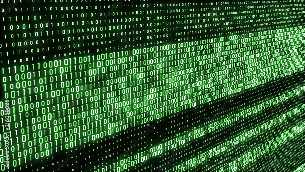 Leinwandbilder Abstract Technology Binary code Background. Computer Code. Digital flow. Big data and programming hacking. 3D rendering.