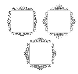 Vintage vector swirl frame set