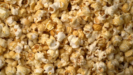 close up caramel popcorn background