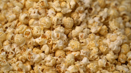 close up caramel popcorn background