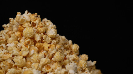 close up caramel popcorn background