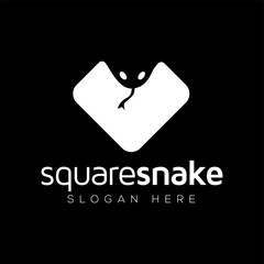 Square shape Snake logo vector template