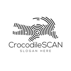 Naklejka premium crocodile Scan Technology Logo vector Element. Animal Technology Logo Template