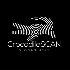 Naklejka premium crocodile Scan Technology Logo vector Element. Animal Technology Logo Template