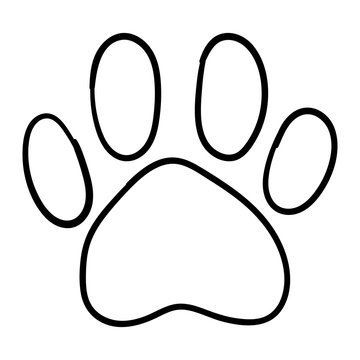Monochrome black and white dog cat pet animal paw foot isolated hand drawn ink sketch art vector