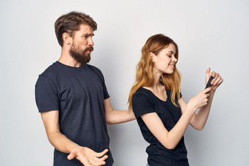 young couple on a light background