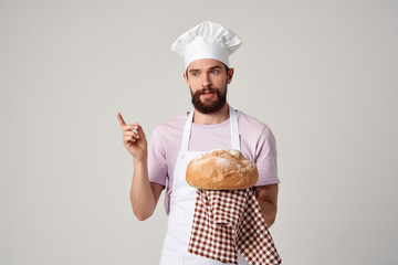 cook on a light kitchen background