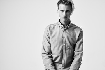 young man black and white photo