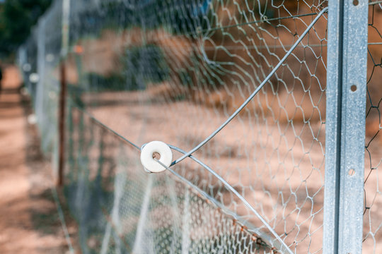 Closeup Of Electric Fence In Australian Outback