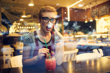woman in cafe