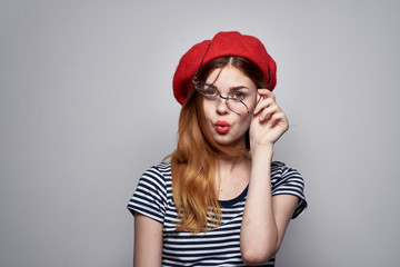 woman in glasses with a rose beauty