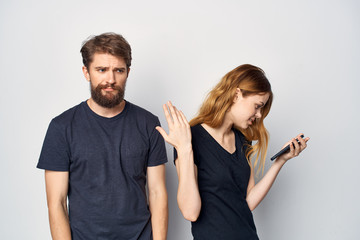 young couple with phone