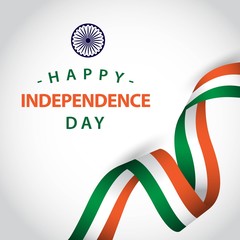 Obraz premium Happy India Independent Day Vector Template Design Illustration