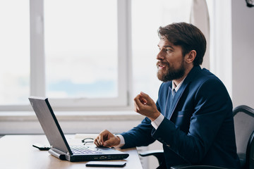 business man work laptop