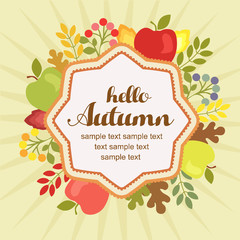 hello autumn apple flat style