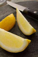 sliced lemon wedges