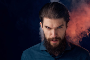 smoke colored man with beard portrait