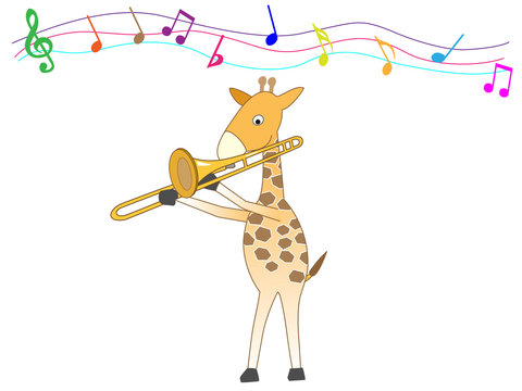 動物が楽器を使って演奏している。