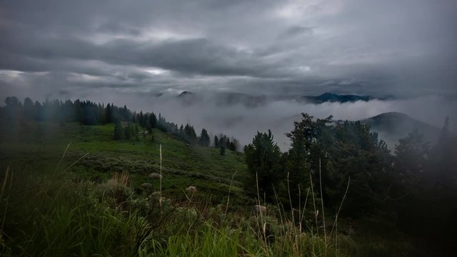 TL Beartooth Highway - Lens Fog Creeps in with Real Fog Stirring in the Valley