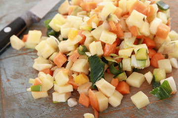 preparing mixed vegetables