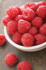 fresh ripe red raspberries