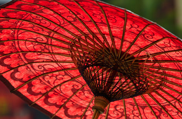 Red Bamboo Parasol