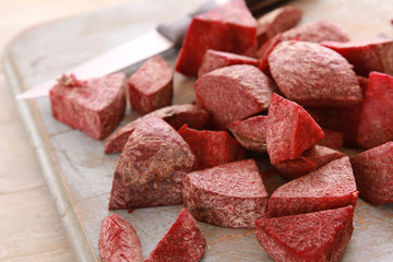 preparing fresh beetroot