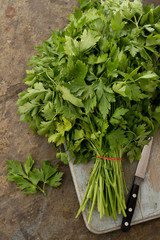preparing fresh parsley