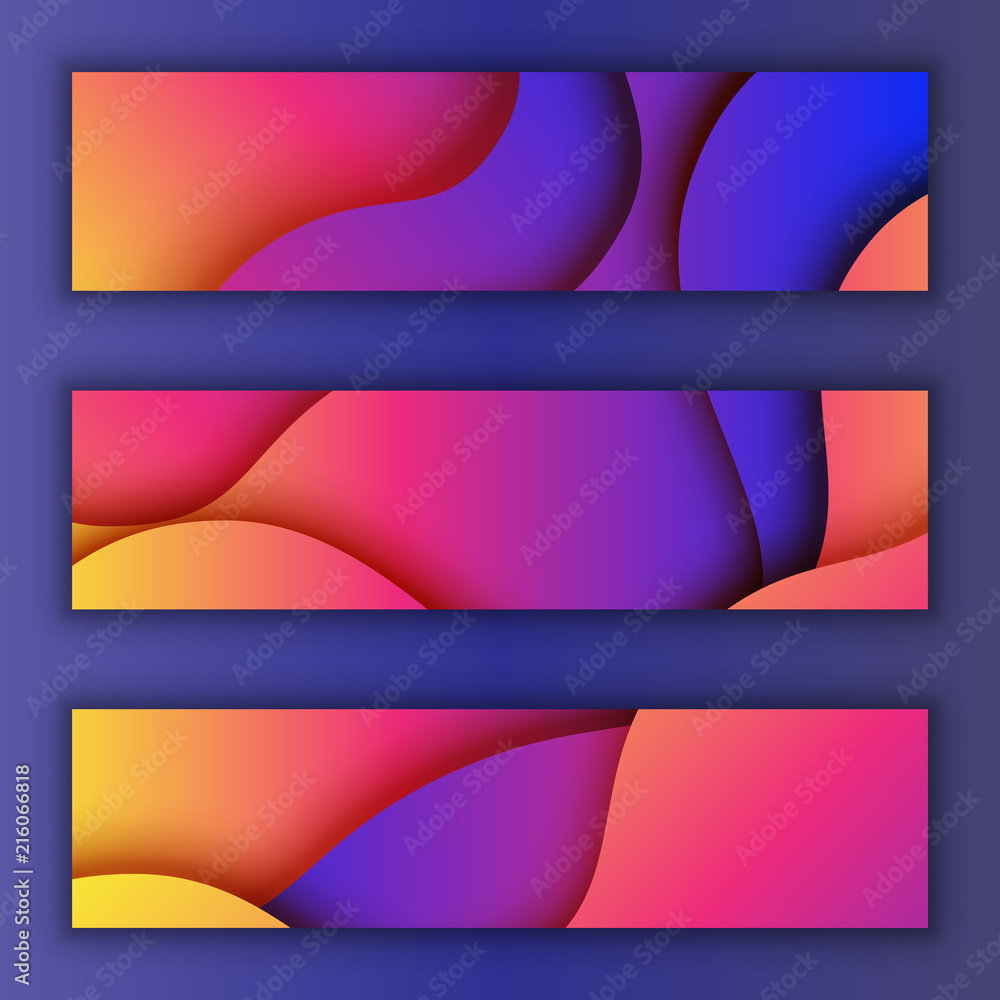 Poster colorful fluid gradient abstract background.paper cut of cover design for business banner template a