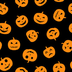Set of scary faces Halloween pumpkins