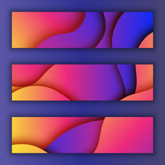 Colorful fluid gradient abstract background.Paper cut of cover design for business banner template and material design.Vector illustration.
