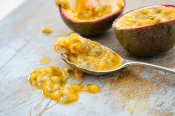 preparing passion fruit