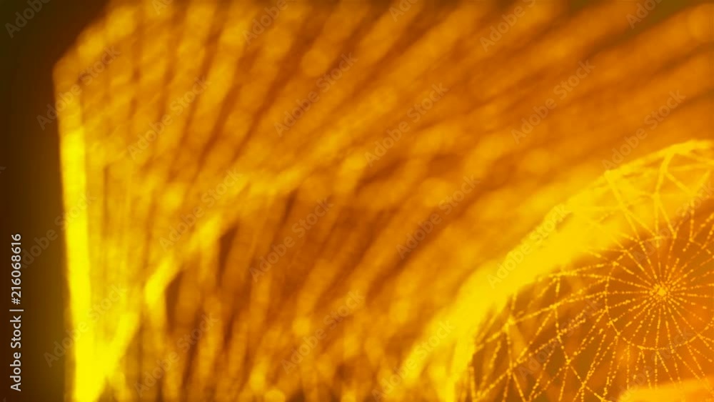 Poster waving gold shiny particles, computer generated modern abstract background, 3d rendering