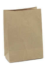 Paper bag on white background with clipping path included.