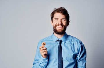 finance business man smiling bitcoin
