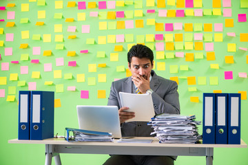 Businessman having trouble with his priorities