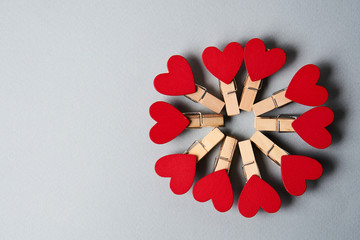 clothespins with red hearts