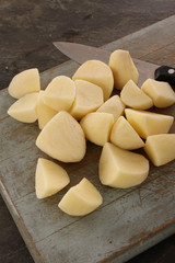 washed peeled and cut potatoes