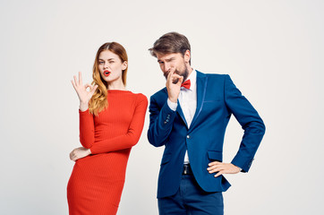young couple dressed up emotions