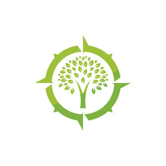 Green compass logo design vector template