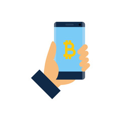 Mobile Bitcoin Cryptocurrency Logo Icon Design