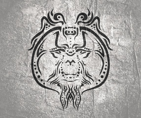 Ornamental tattoo orangutan head. Abstract hand drawn style