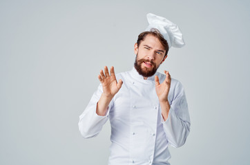 chef holds hands free place