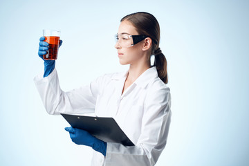 science laboratory study research doctor with flask