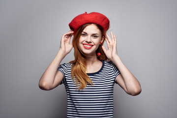 beautiful young woman in red beret