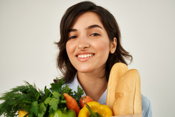 woman bought products loaf greens