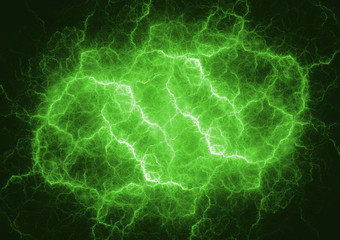 Green power, abstract plasma lightning
